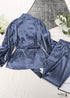 Pijama bohemio, conjunto de pijama de satén Clementine en azul y verde